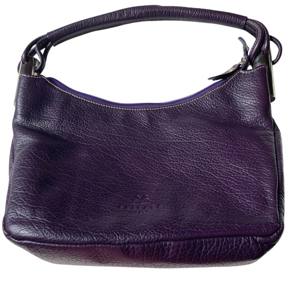 BARBARA MILANO | Purple Pebbled Leather Slouchy Hobo Shoulder Bag Italy